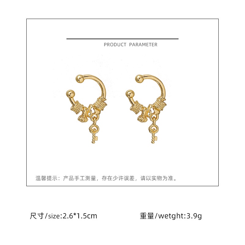 Anting-anting Korea fashion style desain CINTA kunci anting-anting 2021 multi-plain niche online mer