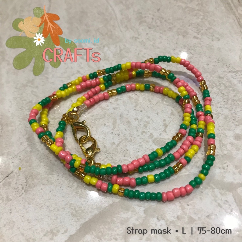 Strap Masker Manik Panjang | Kait Gold Emas | Tali Masker Gelang Lilit - A