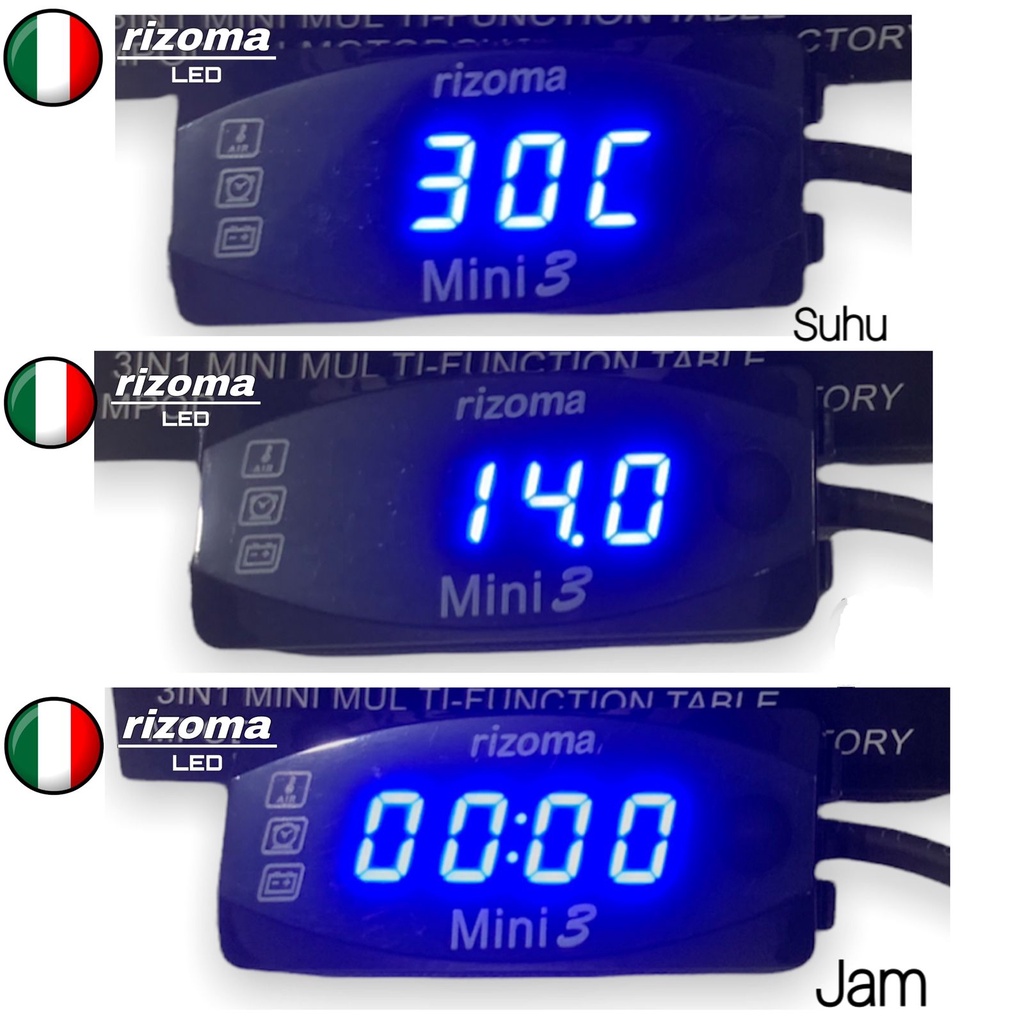 Volt Meter Motor Voltmeter Rizoma Original Volt Meter Rizoma Digital 3 In1 Accu Aki,Jam &amp; Temperature