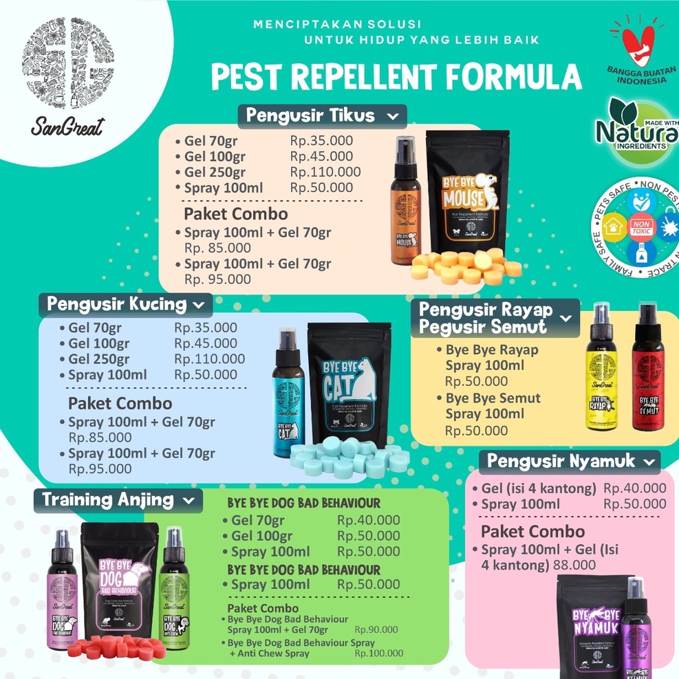 Anti Serangga lalat pengusir lalat gel 70 gr dari SanGreat Bye Bye Lalat non pestisida-aman