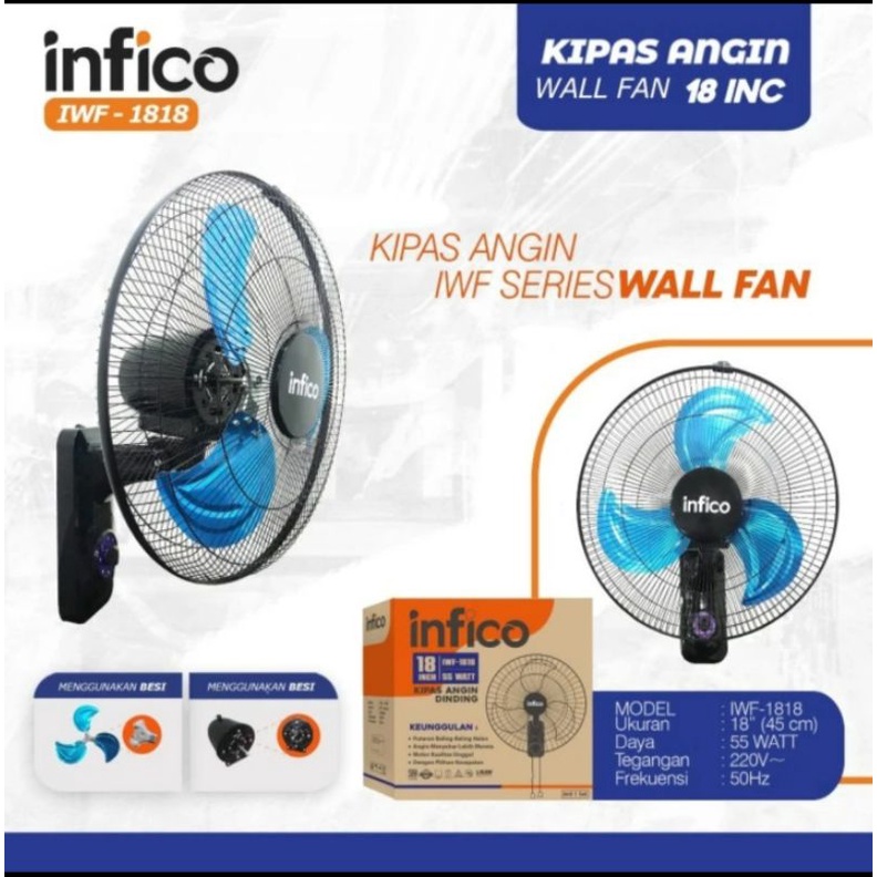 Kipas Angin Dinding 18 inch Besi Tornado Infico IWF-1818