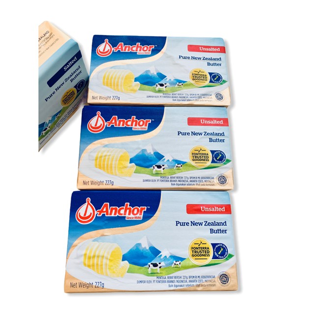 Unsalted Butter Anchor Gold 227g Pure New Zealand Butter Bpom Halal Shopee Indonesia