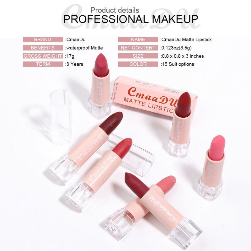 Lipstick CMAADU Waterproof Matte Lip Gloss Moisturizing Lip Glaze Original Terlaris