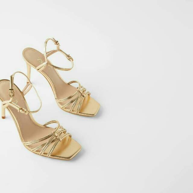 Zara Gold High Heel Sandals | Shopee 