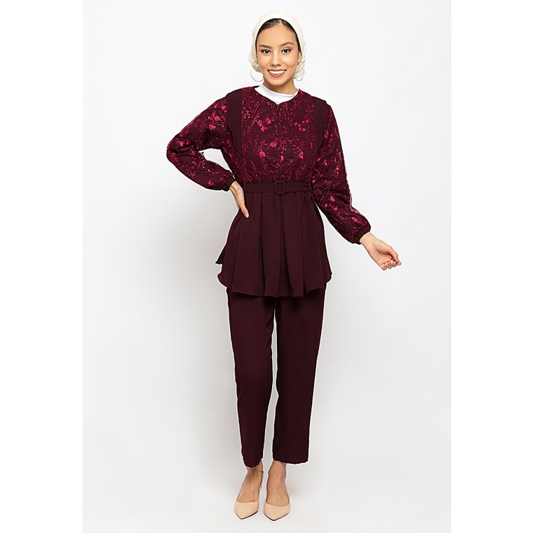 Puricia Setelan Muslim Oneset - RIZWANA - Maroon, Pink, Brown-7