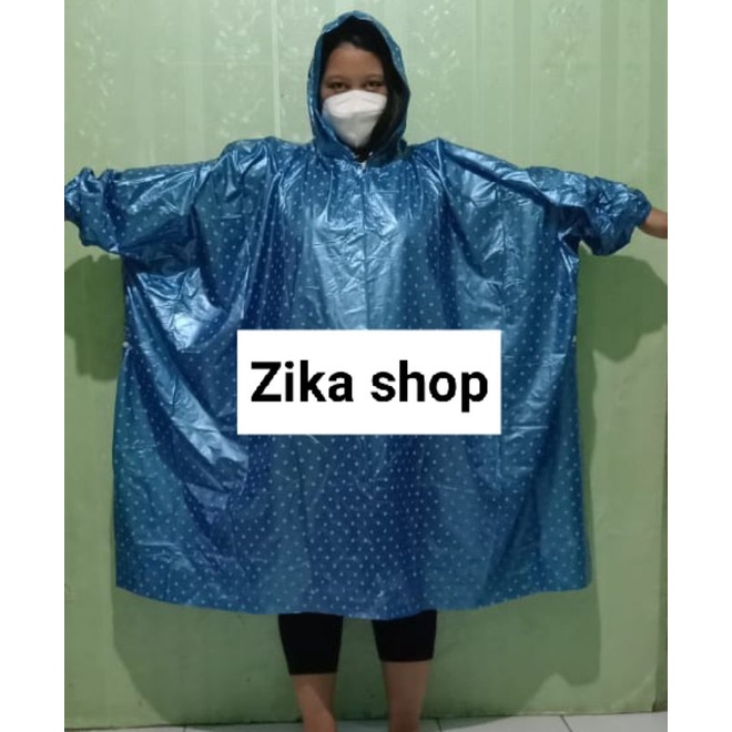 jas hujan motif polkadot/jas hujan tebal/jas hujan lengan ponco
