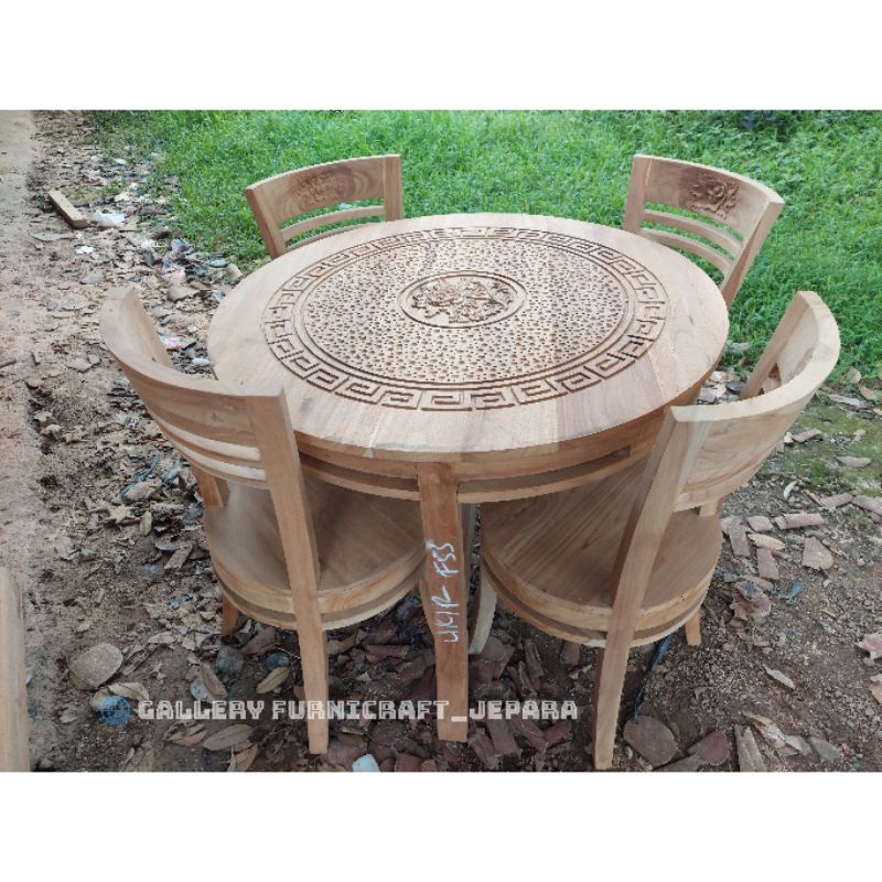Meja Makan Mesir Kayu Jati 4 Kursi