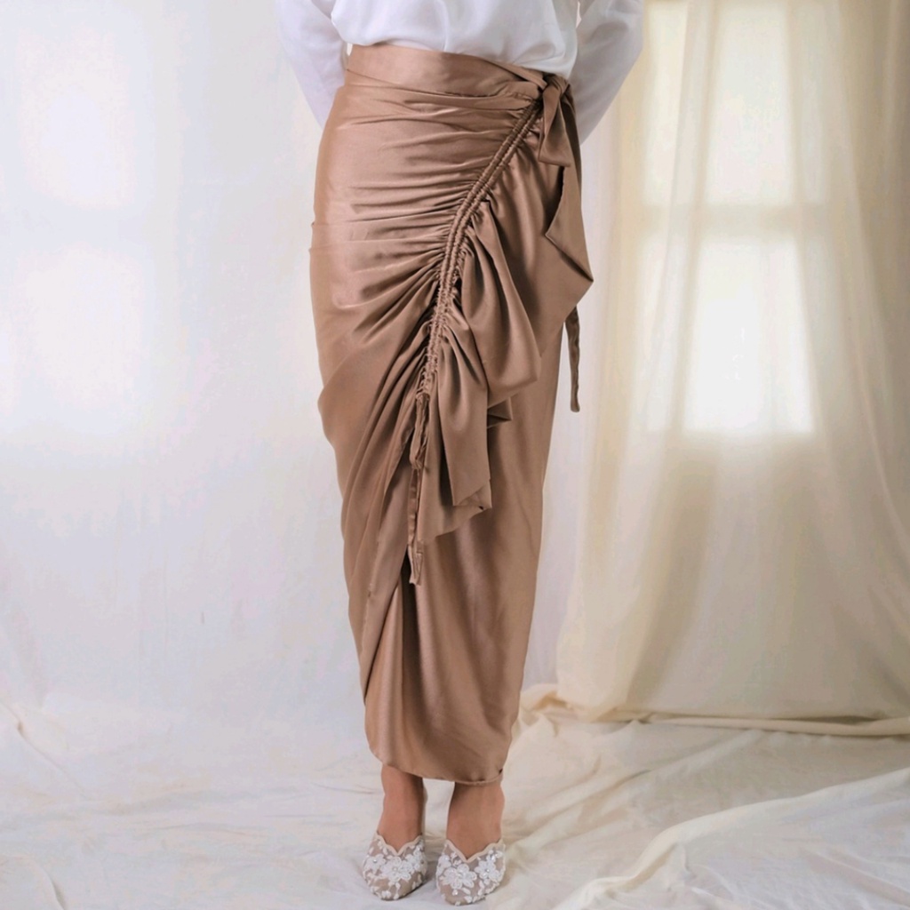 Rok ALine Satin Ready 70 Pilihan Warna | Size L &amp; XL Bisa request Warna &amp; panjang Rok