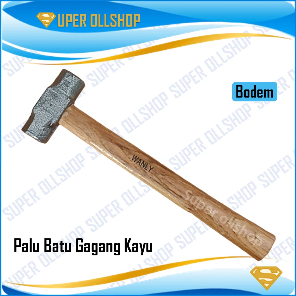 Palu Martil Batu Bodem Bogem Godam Hammer Gagang Kayu Kecil Besar 2 Lb 3 Lb