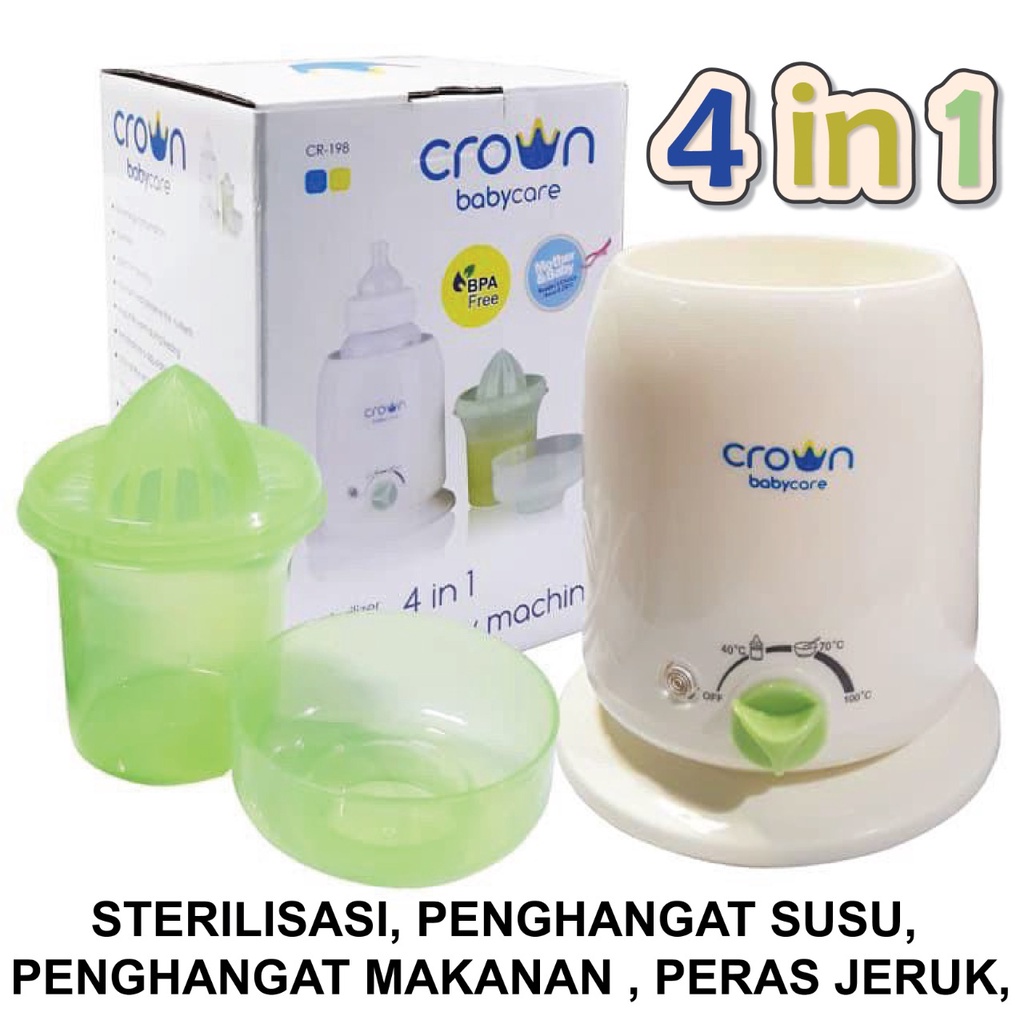 CROWN Warmer 4IN1 PENGHANGAT SUSU CROWN 4 IN 1 STERILIZER Pemanas Susu ASI Plus Pemeras Jeruk BOTOL