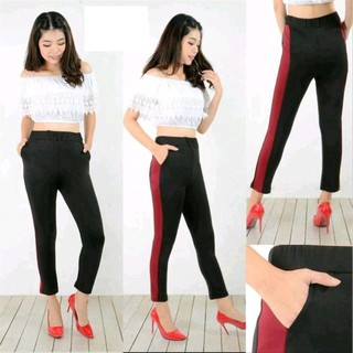  Celana Scuba List  Samping Merah Celana  Legging Scuba  