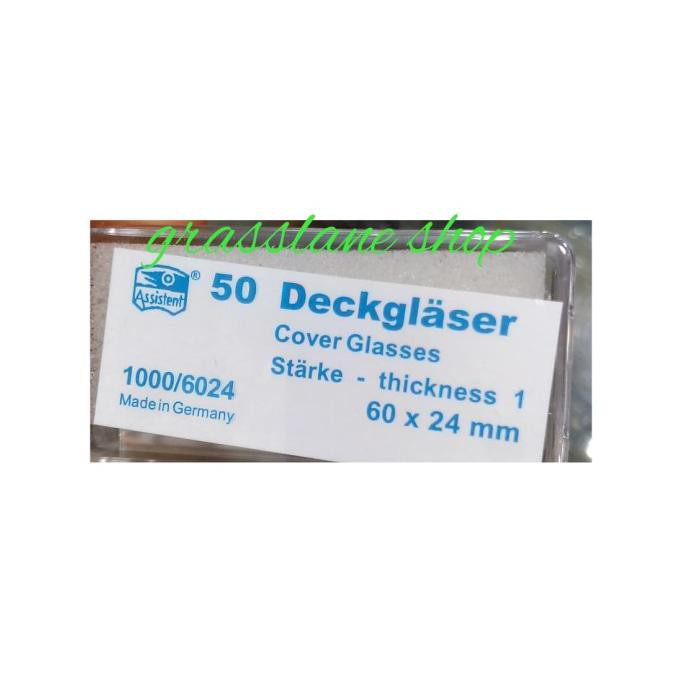 Kaca penutup preparat 24 x 60 mm cover deck glass mikroskop Assistent