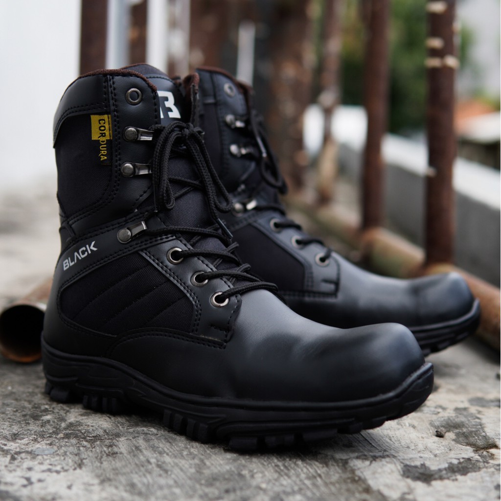 SEPATU MUNCAK PRIA BLACK FORCE CHEAP TINNGI UJUNG BESI TRACKING TACTICAL SAFETY SHOES - BISA COD