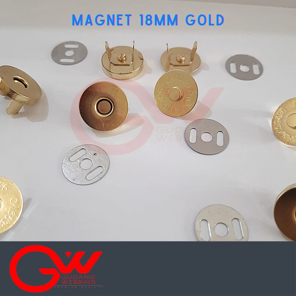 KANCING MAGNET / MAGNET 18MM NICKEL &amp; GOLD