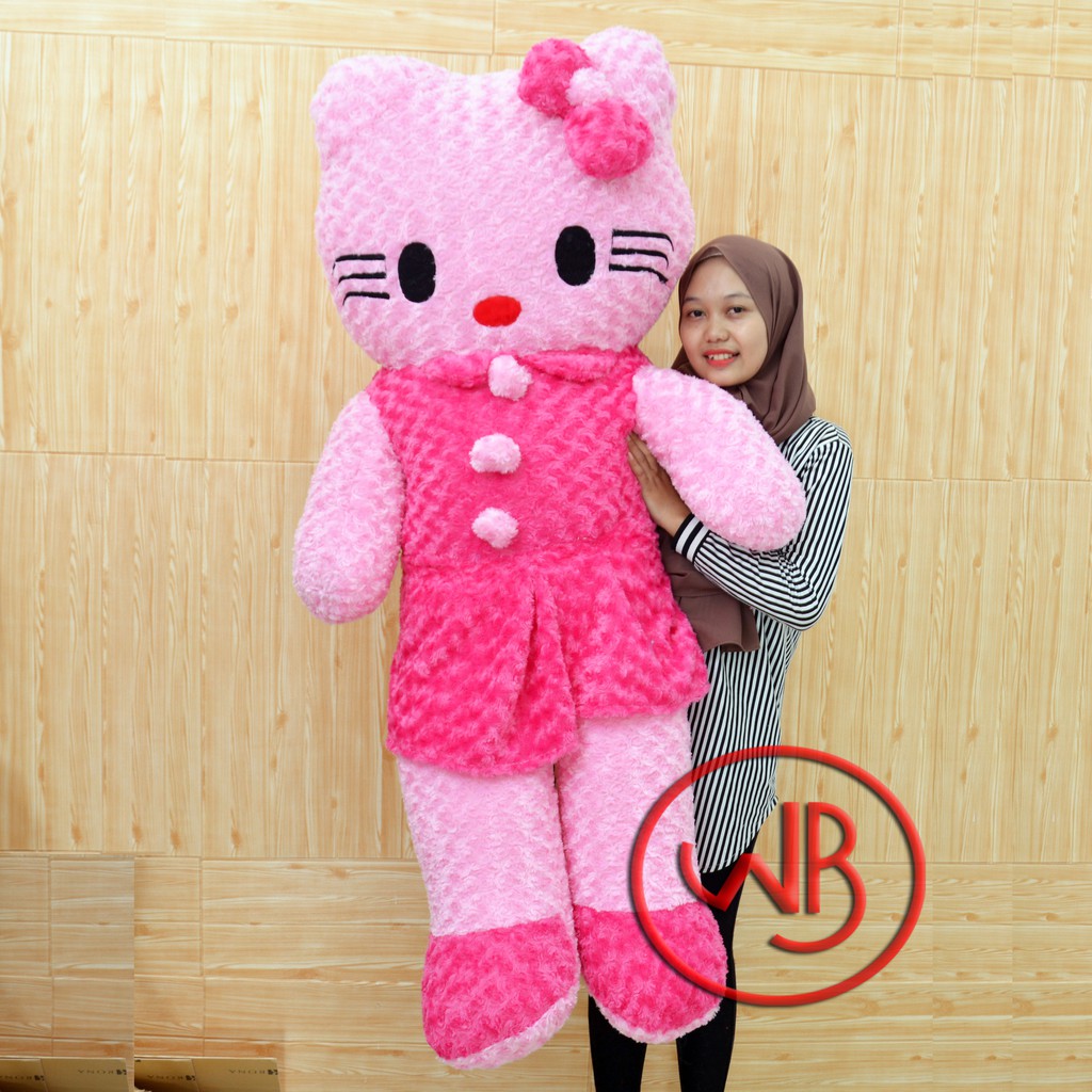 Hello Kitty Berdiri Bulu Snail Mawar Super Jumbo 1,5M