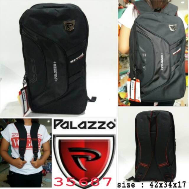 Tas backpack palazzo 35687 ransel sekolah tas hitam palazzo murah