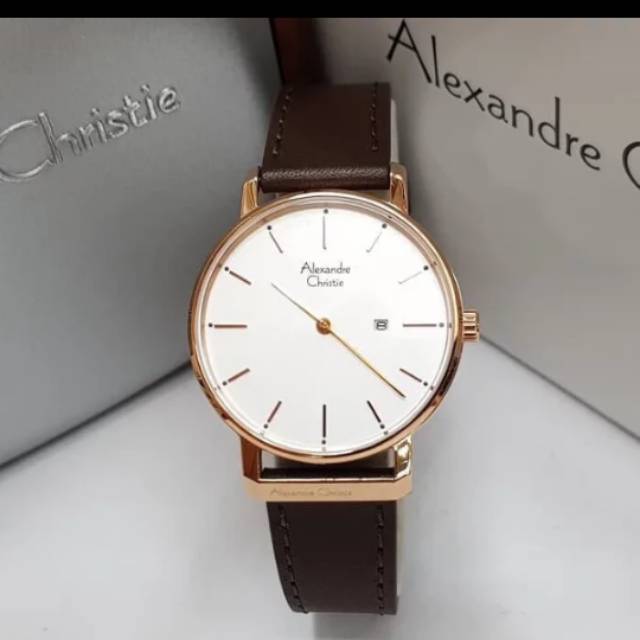 Alexandre christie original ac8572 jamtangan wanita cokelat rosegold