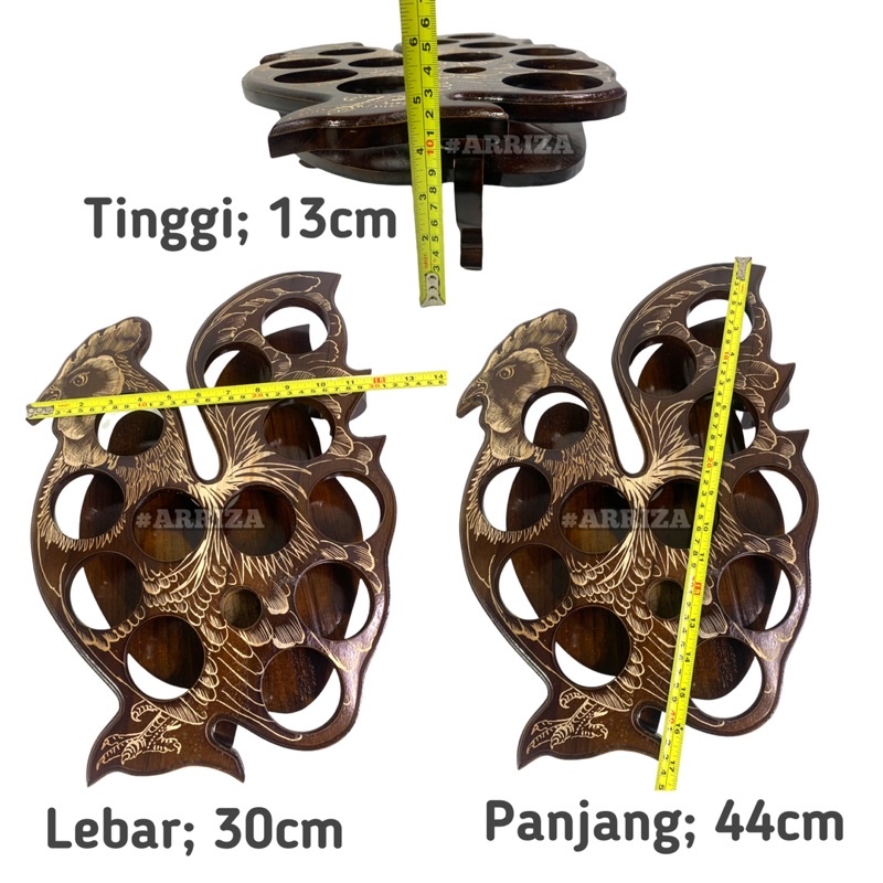 TEMPAT AQUA GELAS KAYU JATI MODEL AYAM JAGO ISI 12