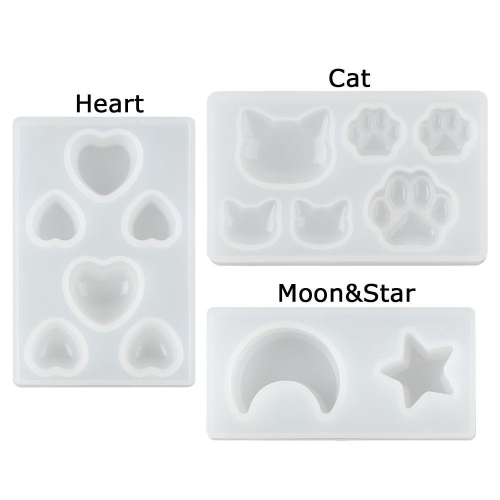 Solighter Cetakan Silikon DIY Kristal Epoxy Cakar Kucing Bulan Bintang Membuat Perhiasan