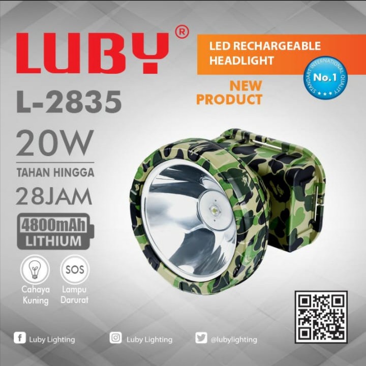 COD Senter Kepala LUBY 20 WATT L-2835 CAHAYA PUTIH DAN KUNING