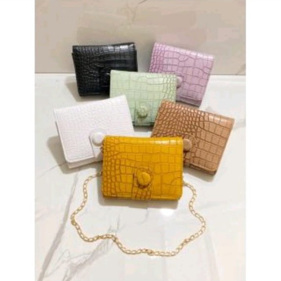 tas mini croco// dompet hervina croco tali rantai