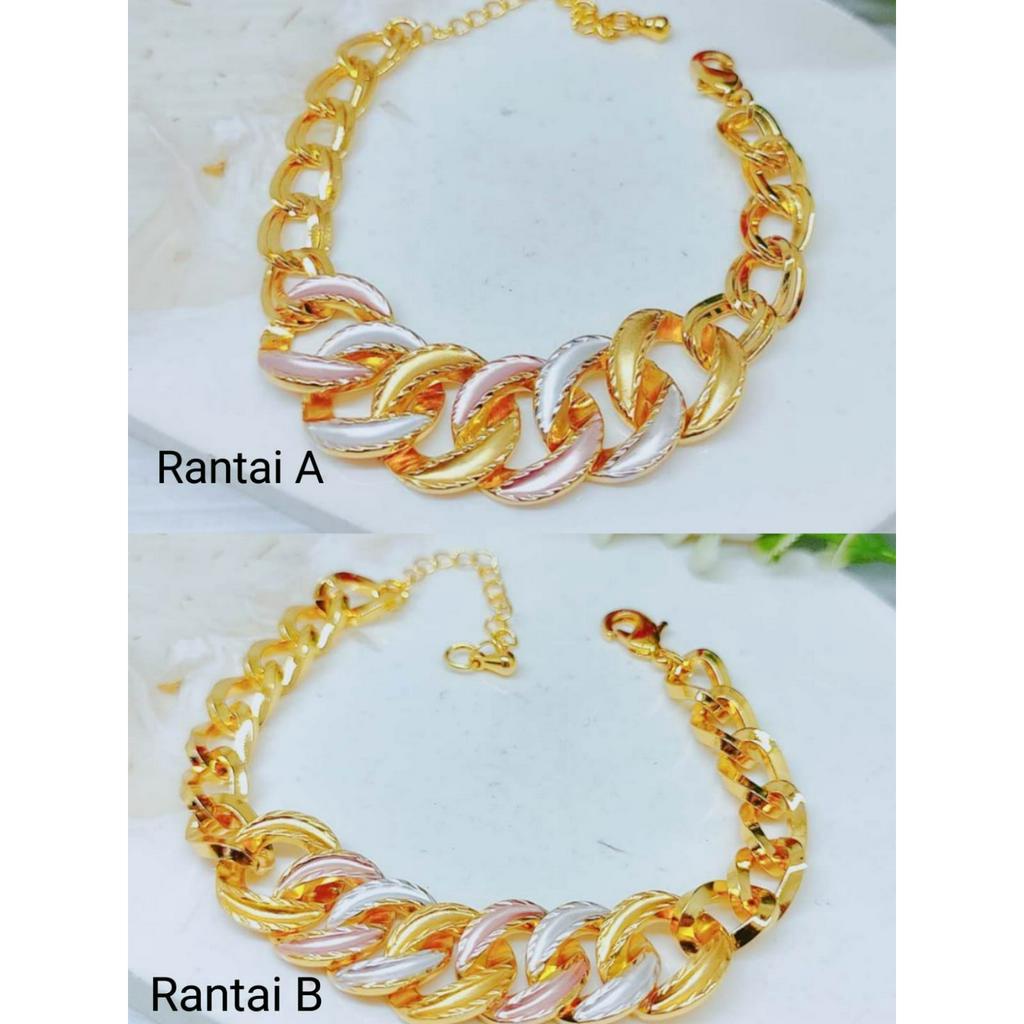 Gelang Xuping Rantai Kombinasi Lapis Emas Perhiasan Fashion R055