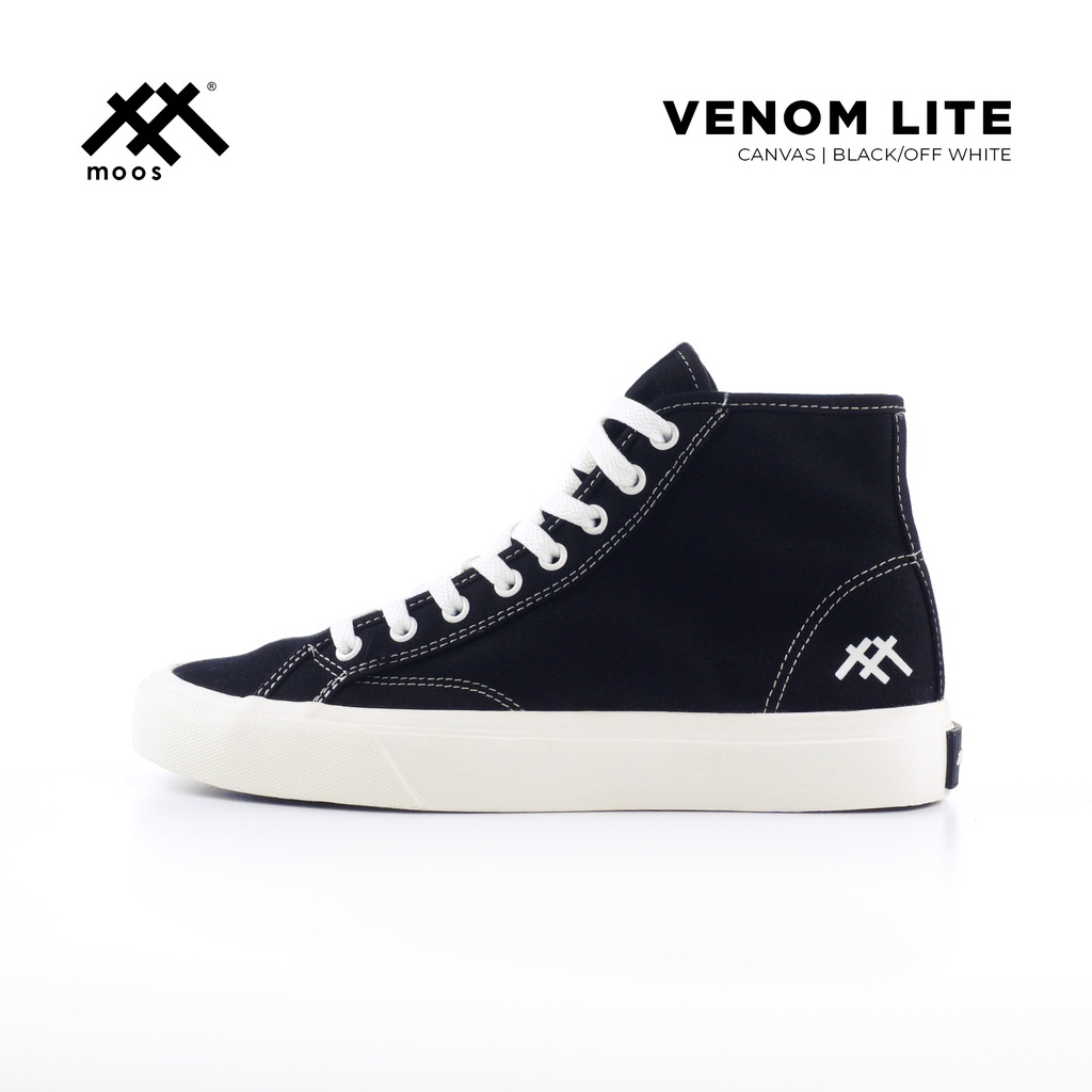Moos Footwear - Sepatu Sneakers Casual Pria Dan Wanita Hi Venom Lite Black/Off White 100% Originals