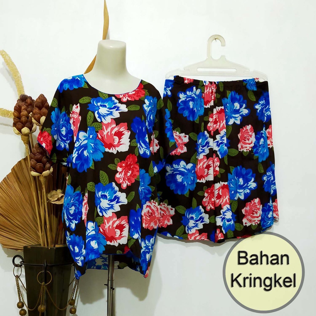 SETELAN KRINGKEL PENDEK JUMBO NECI / KULOT JUMBO XXL / PIYAMA / BABYDOLL / BAJU TIDUR (Pilih motif)