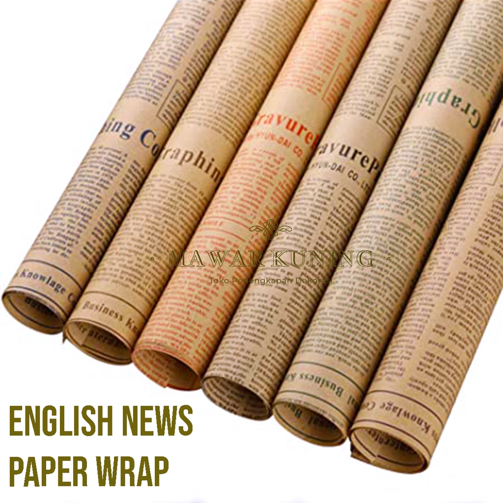 

[ 1 Warna - 40 Lembar ] English News Paper Wrap / Kertas Buket Bunga - Twf