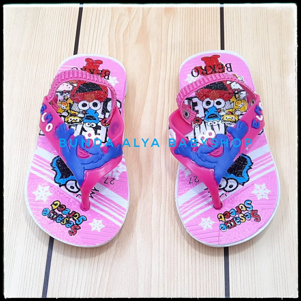 Sendal Jepit Anak Perempuan Usia 1 2 Tahun Karet Belakang  -Sandal Anak Cewek Bunyi Karet Anti Licin PINK