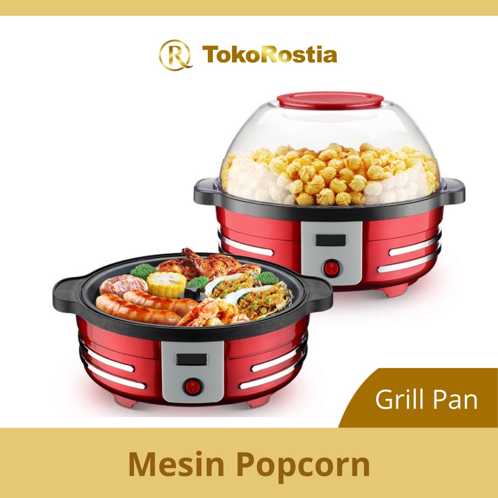 Mesin Popcorn Panggangan BBQ dan Grill Pan  2 in 1