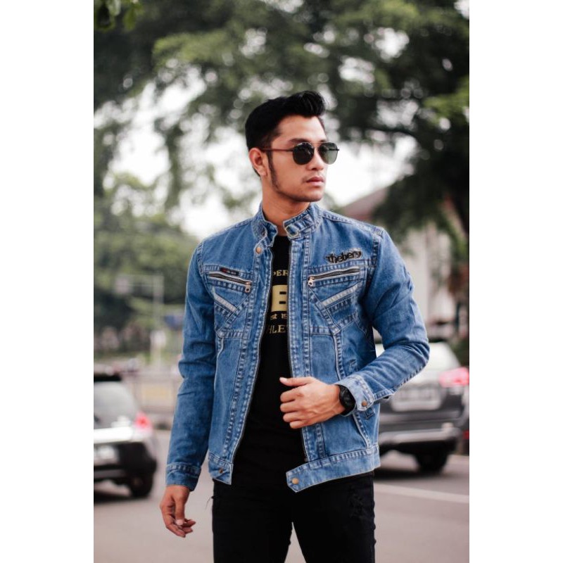JAKET JEANS PRIA THE BERY KERAH HOODIE VARIASI MURAH