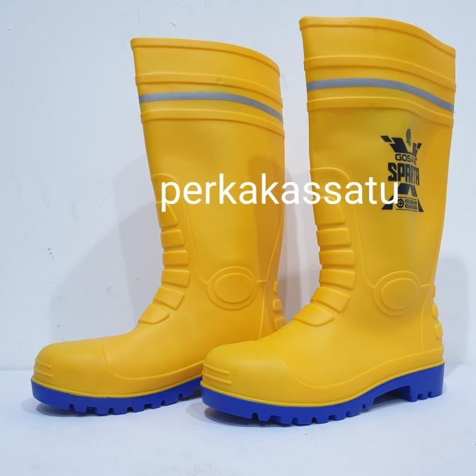 SEPATU BOOT KUNING SAFETY STEEL TOE KEPALA BESI PVC SPARTA X YELLOW