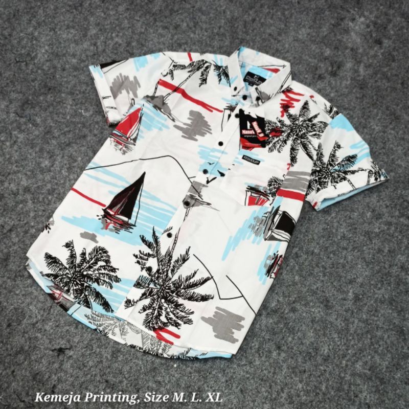 Kemeja Pria Motif Pria Cowok Lengan Pendek Bunga Formal Casual Murah Slimfit All Size M L XL Bagus