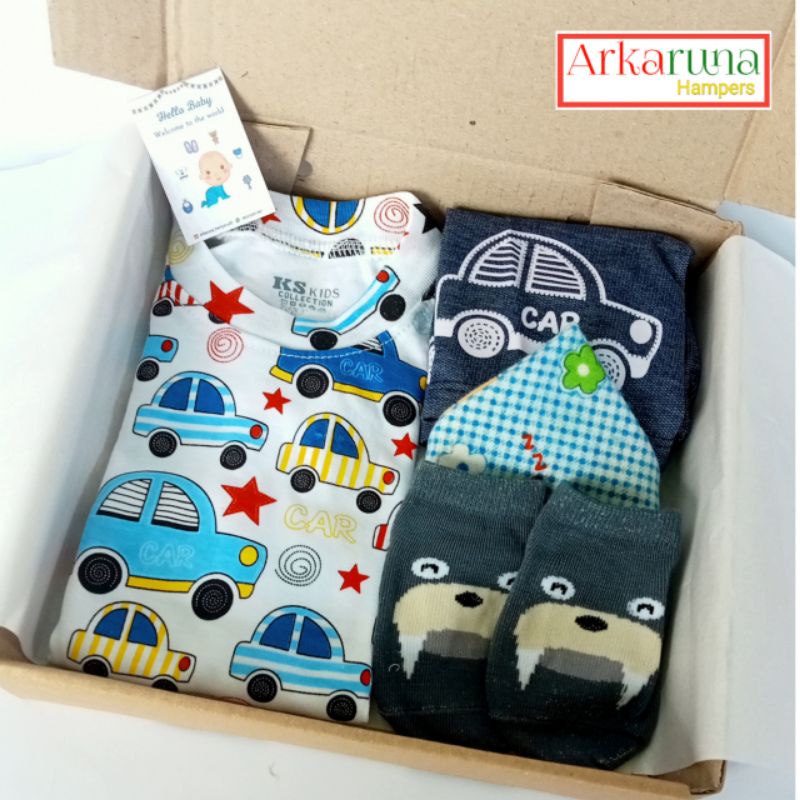 Hampers Hamper Hempers Kado Parcel Hadiah Gift Set Lahiran Anak Bayi Baby Laki Laki Cowok Newborn-Mobil