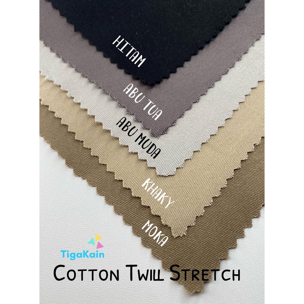 1 Meter Cotton Twill Stretch Sweding / Bahan Katun Sweding Twil Stret/ Bahan Chino