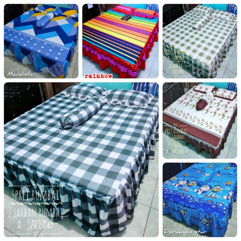 Sprei rumbai jumbo  200x200 super king murah halus, tidak luntur