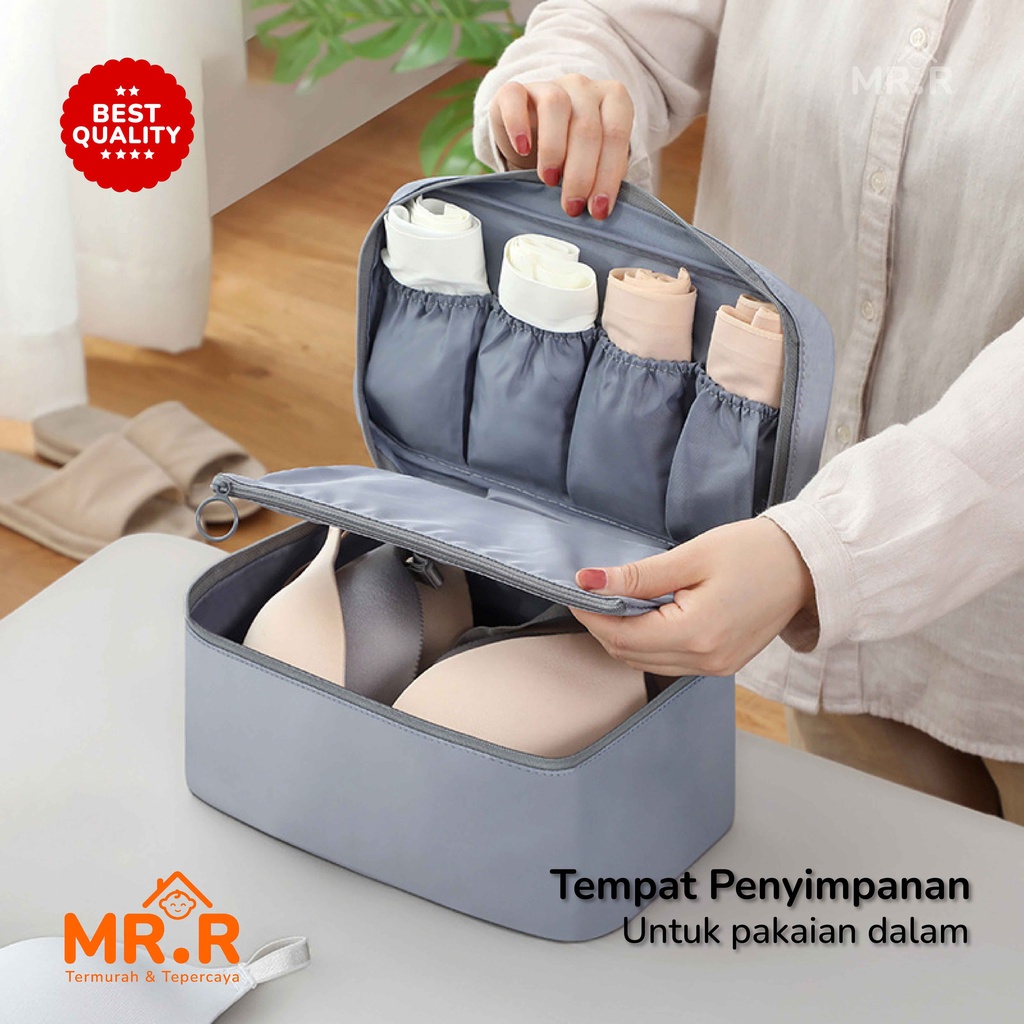 Tas Organizer Travel Pouch Tempat Penyimpanan Pakaian Dalam Bra Celana Dalam Pembalut Serbaguna Traveling Bag Multifungsi Gaya Korea Bahan Kain Oxfor