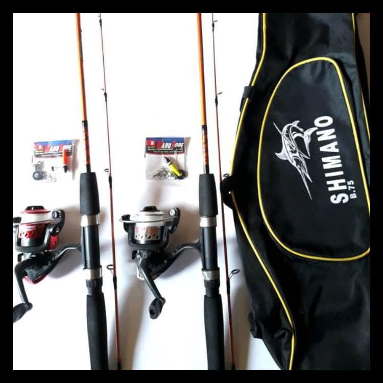Barang Baru Jual 2 Set Pancing Udang, Ikan Mujair Super Lentur Spool Metal Best Seller