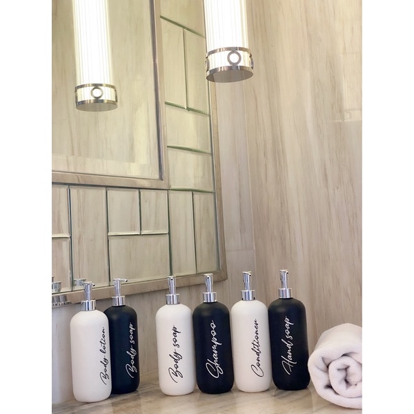 botol doff n24 500ml silver luxury. aesthetic bottle minimalist refill organizer tempat sabun cair pump black and white estetik