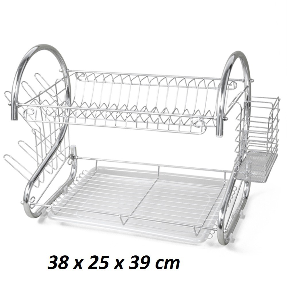 Rak Piring Stainless 2 Susun 2 Tier Dish Drainer Rack Rak Piring Stainless 2 Susun 2 Tier Dish Drainer Rack