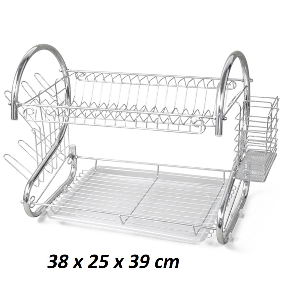  Rak Piring Stainless 2 Susun 2 Tier Dish Drainer Rack 