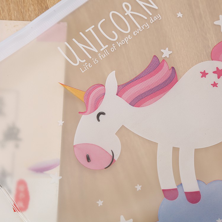 KOTAK PENSIL TRANSPARAN MOTIF UNICORN LUCU UNIK / KOTAK PULPEN / TEMPAT ALAT TULIS FS PP104-6