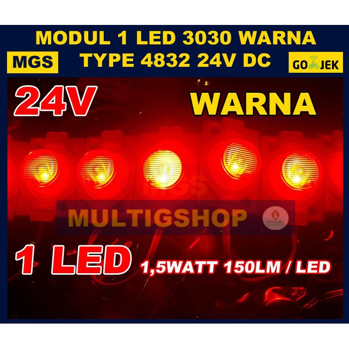 100Pcs LED Modul 1.5W 1 LED 24V - Warna