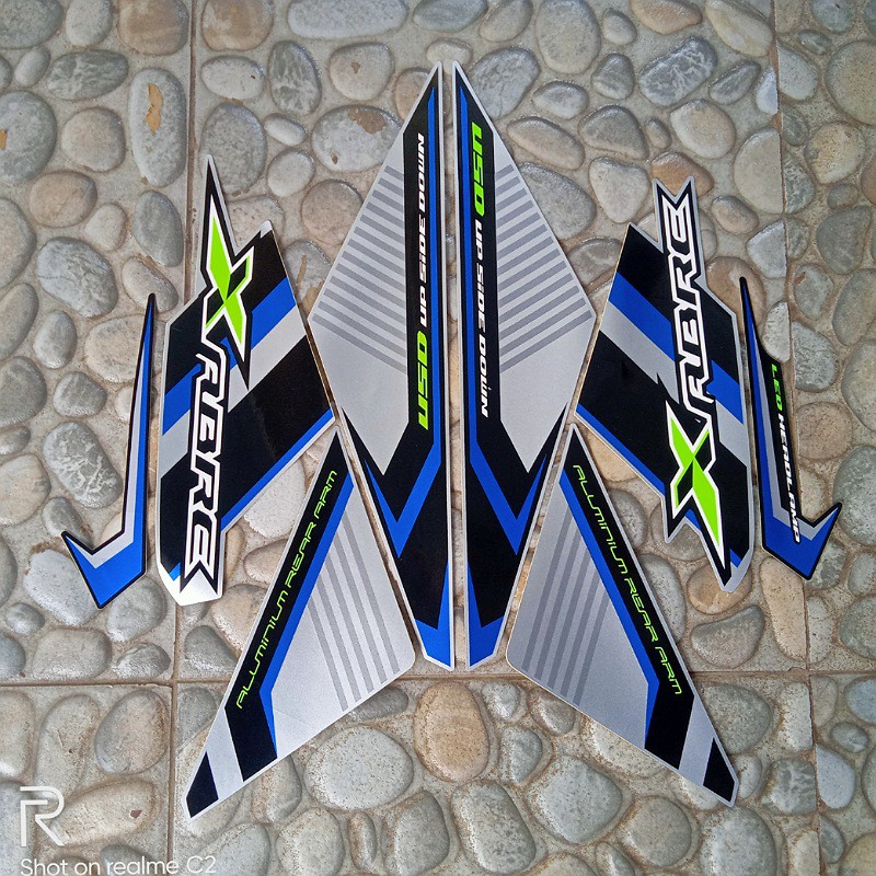 stiker/sticker striping motor yamaha xabre 2016/2017 silver-biru