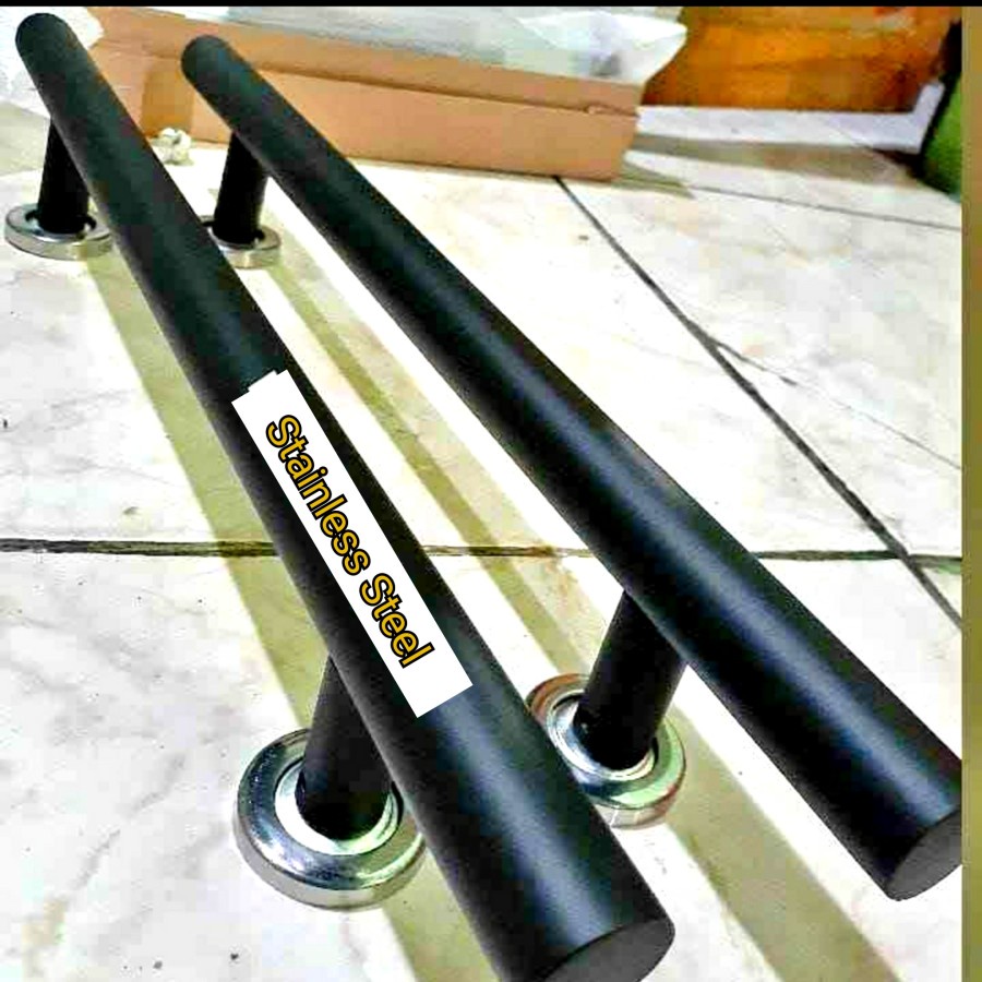 HANDLE PINTU RUMAH HITAM STAINLESS STEEL BULAT POLOS PANJANG 1 METER GAGANG HANDEL PEGANGAN PINTU