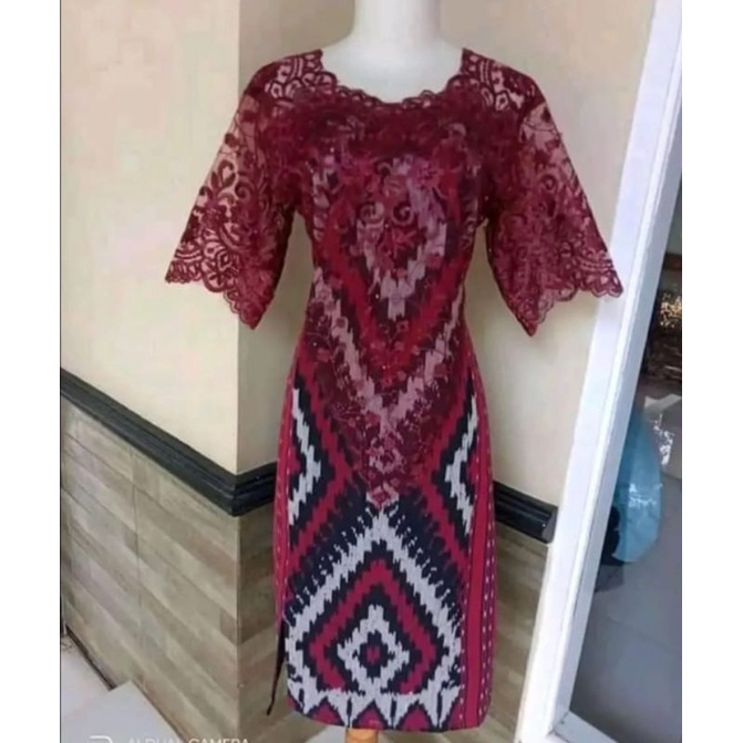 DRESS BROKAT TENUN FASHION TROSO JEPARA, DRESS CASUAL BROKAT TENUN ETNIK JEPARA, DRESS TENUN KOMBINA