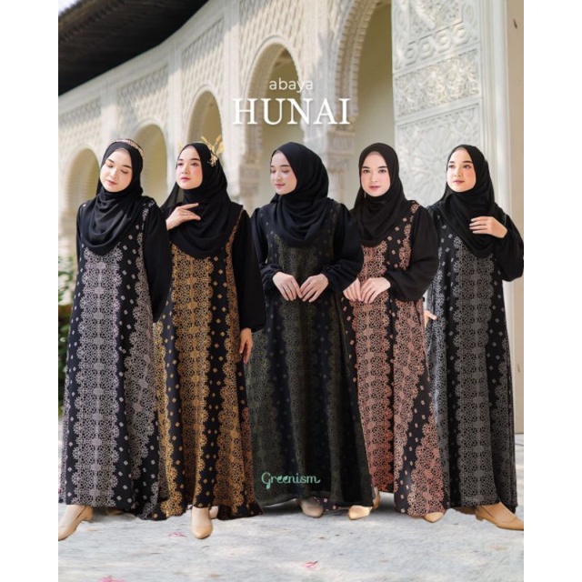 [Ready kirim]ABAYA HUNAI BY GREENISM/HUNAI ABAYA BY GREENISM/HUNAI DRESS GREENISM/ABAYA HUNAI GREENI