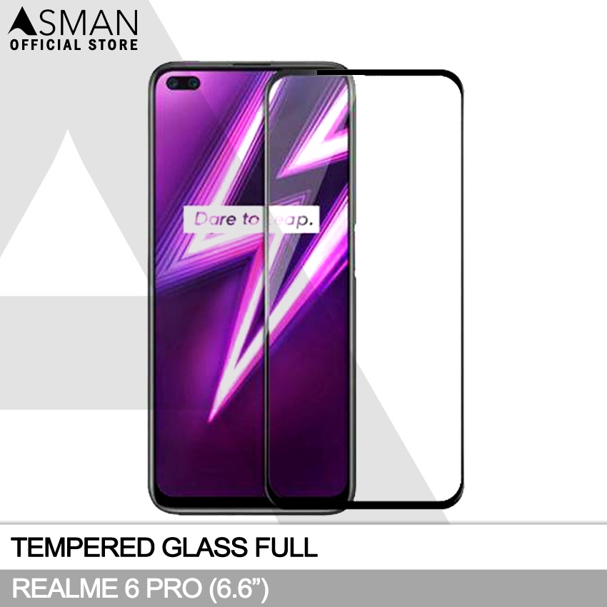 Tempered Glass Full Realme 6 Pro (6.6&quot;) | Anti Gores Kaca - Hitam