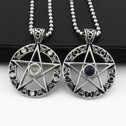 Hu Hu Hu Hu Hu Alat Bantu Pasang Kacamata♡ Kalung Rantai Liontin Bintang Pentagram Hollow Vintage Bahan Zinc Alloy Untuk Priawanita